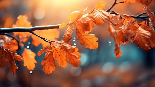 Les feuilles lumineuses colorées de l'automne se balancent dans un arbre