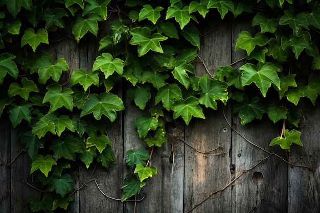 Photo des feuilles luxuriantes sur un bois rustique une danse artistique de la nature et du temps