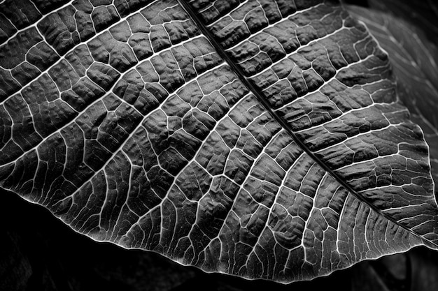 Feuilles macro abstraites fond monochrome image haute résolution en noir et blanc