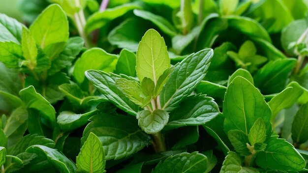 Des feuilles de menthe fraîches en gros plan