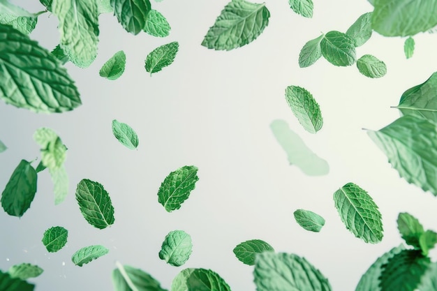 Feuilles de menthe fraîches isolées sur fond blanc