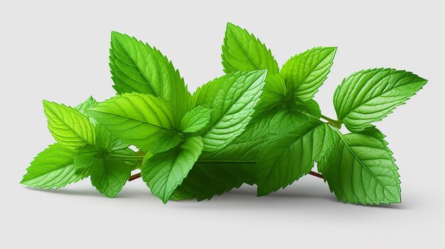 Des feuilles de menthe fraîches isolées sur un fond transparent