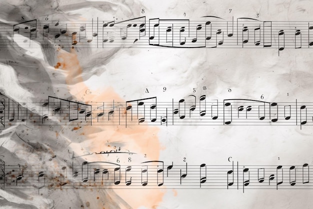 Feuilles de notes de musique sur fond gris avec espace de copie