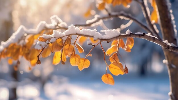 Photo feuilles orange et jaunes sur branche