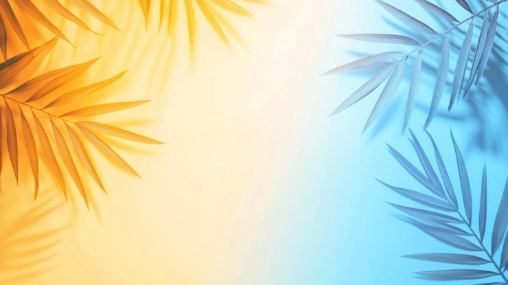Photo les feuilles de palmier au coucher du soleil