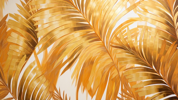 Photo feuilles de palmier doré tropicales papier peint mural