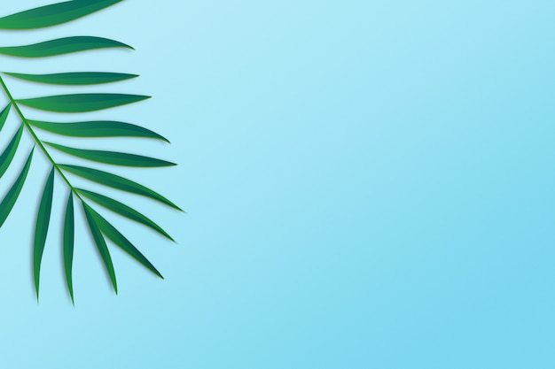 Feuilles de palmier d'été sur fond bleu