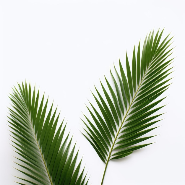 Feuilles de palmier sur fond blanc