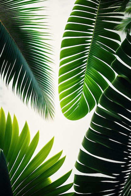 Feuilles de palmier la plante tropicale poussant à l'état sauvage sur fond noir