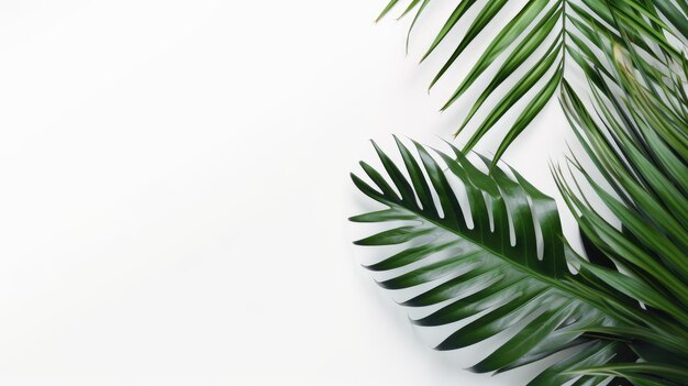 Feuilles de palmier sur la simple bannière promotionnelle de fond blanc créée avec la technologie générative d'IA