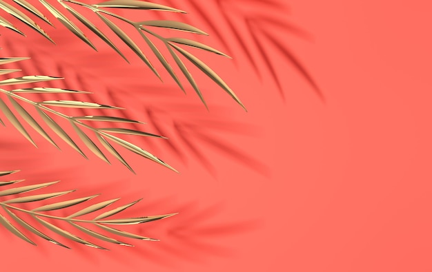Feuilles de palmier tropical doré brillant Feuille de métal tropical d'été