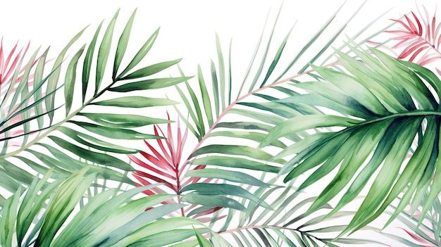 Photo feuilles de palmier tropical exotique aquarelle