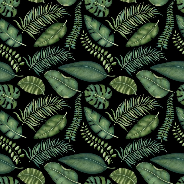 Photo feuilles de palmier tropical exotique motif aquarelle d'été sans couture