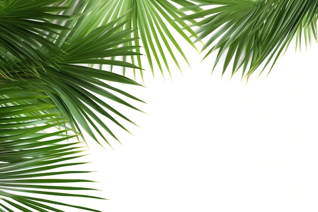 Les feuilles de palmiers à noix de coco tropicaux de plage isolées sur l'IA générative blanche