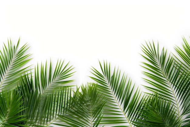 Les feuilles de palmiers à noix de coco tropicaux de plage isolées sur l'IA générative blanche
