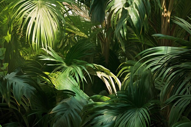 Des feuilles de palmiers tropicaux dans le jardin botanique