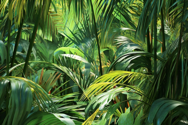 Photo les feuilles de palmiers tropicaux dans la jungle