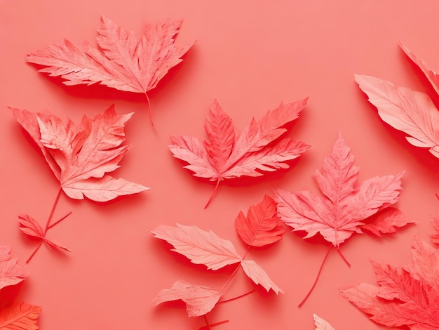 Des feuilles de papier sur un fond de corail