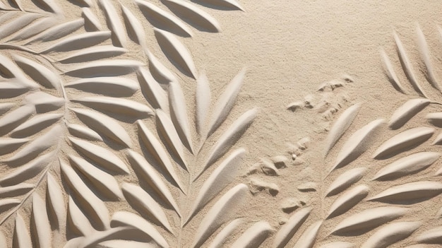 Feuilles de plam sur le fond de sable de la plage tropicale Concept de vacances et de détente avec des feuilles de palmier sèches sur la plage chaude d'été AI généré