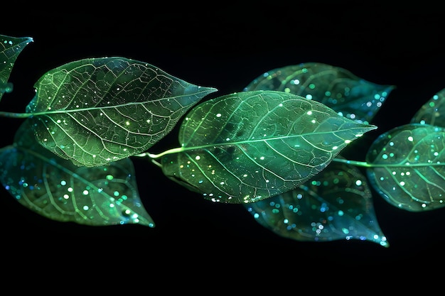 Feuilles de poussière serpentine avec des motifs de feuilles de poustière vertes brillantes Effet FX Texture Filtre de film BG Art