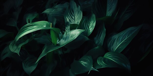 Les feuilles de spathiphyllum cannifolium abstraite vert foncé texture fond naturel