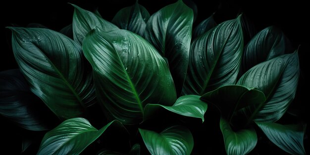 Photo les feuilles de spathiphyllum cannifolium abstraite vert foncé texture fond naturel