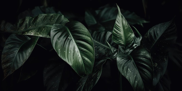 Les feuilles de spathiphyllum cannifolium abstraite vert foncé texture fond naturel