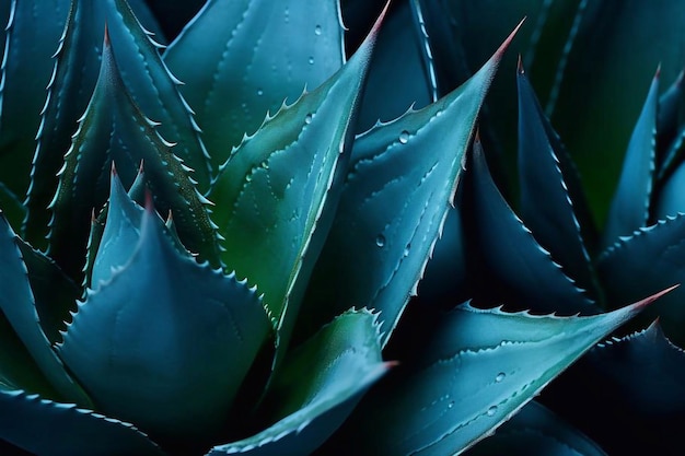 Des feuilles succulentes luxuriantes détails feuillage tropical sombre fond naturel teinté bleu