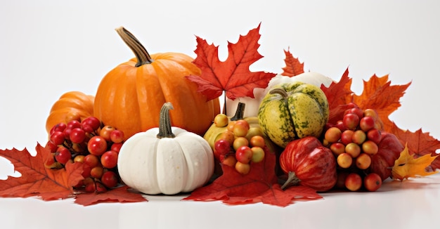 Feuilles sur le thème de Thanksgiving, citrouilles et gland générés par l'IA