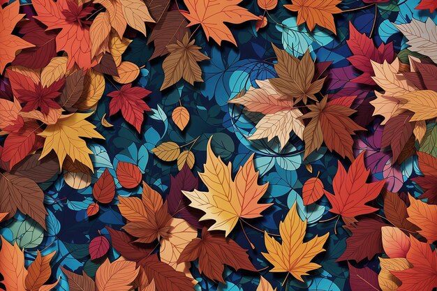 Feuilles tombantes d'automne style de peinture à l'huile modèle sans couture