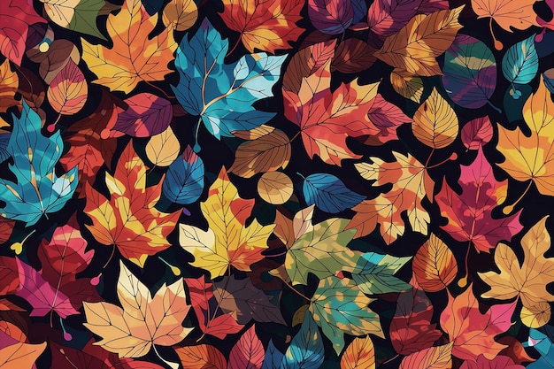 Feuilles tombantes d'automne style de peinture à l'huile modèle sans couture