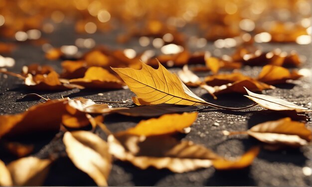 feuilles tombées sur une route feuilles mortes sur une route feuilles d'automne au sol