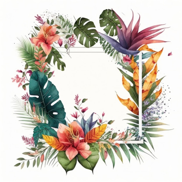 Feuilles tropicales aquarelle Illustration AI GenerativexA