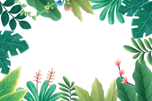 Feuilles tropicales cadre png illustration botanique fond transparent