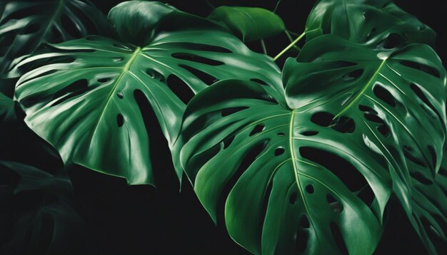 Des feuilles tropicales, du papier peint, des détails intricats et des veines capturant l'essence d'une plante Monstera.