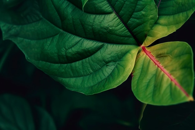 Feuilles tropicales fleur colorée sur feuillage tropical foncé fond nature feuillage vert foncé nature generat ai