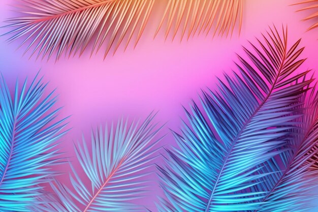 Des feuilles tropicales et de palmiers d'une couleur vibrante et audacieuse