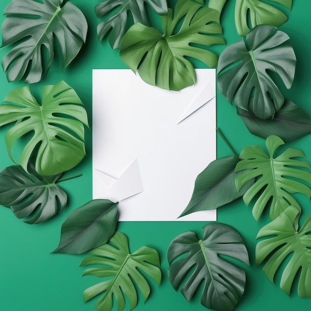 Feuilles tropicales avec papier illustration de feuilles tropicales ai générées avec du papier