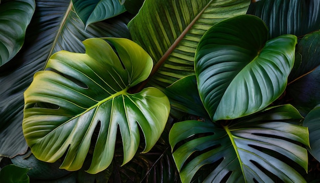 Feuilles tropicales Vue rapprochée de la nature d'une feuille verte