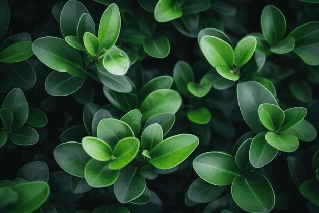 Les feuilles vert foncé dans un jardin représentent l'environnement naturel, l'écologie et la verdure.