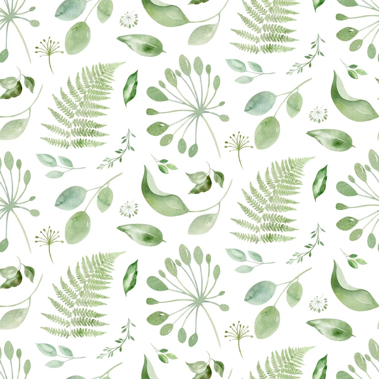Photo des feuilles vertes à l'aquarelle avec un motif sans couture