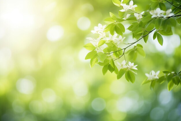 Des feuilles vertes floues au printemps