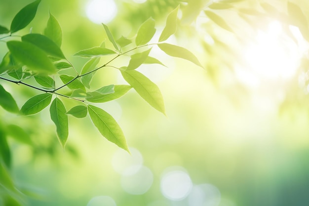 Des feuilles vertes floues au printemps