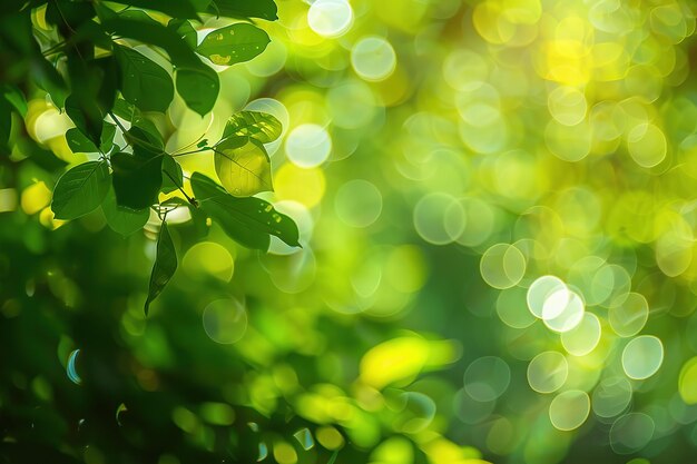 Feuilles vertes avec fond bokeh concept de nature et d'environnement