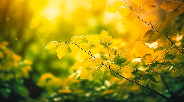 Feuilles vertes sur fond bokeh