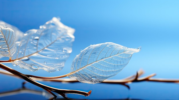 Des feuilles vertes sur un fond gris IA générative