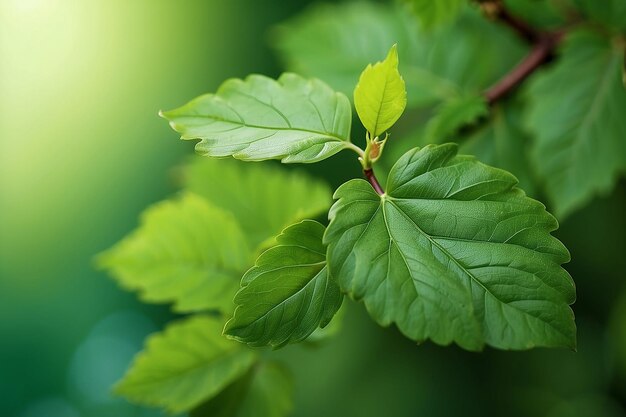 Les feuilles vertes fraîches en gros plan