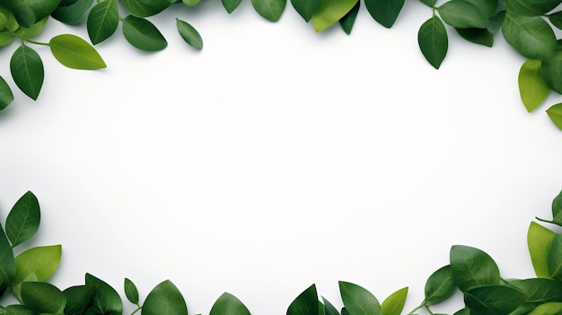 Feuilles vertes fraîches et vibrantes sur un fond blanc propre Image de stock facilement accessible avec Genera...