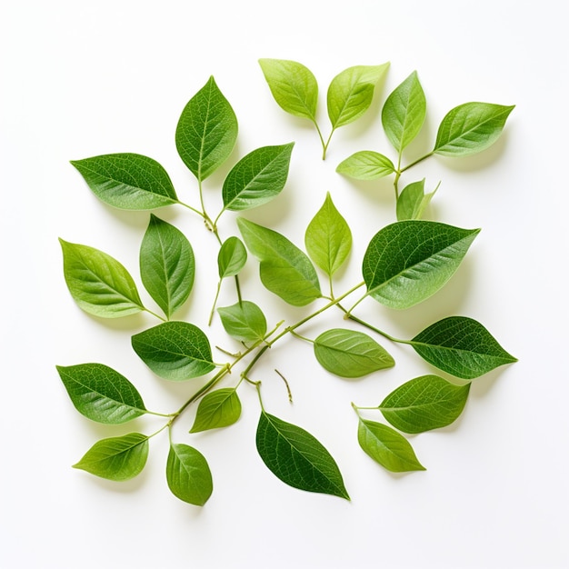 Feuilles vertes isolées sur blanc