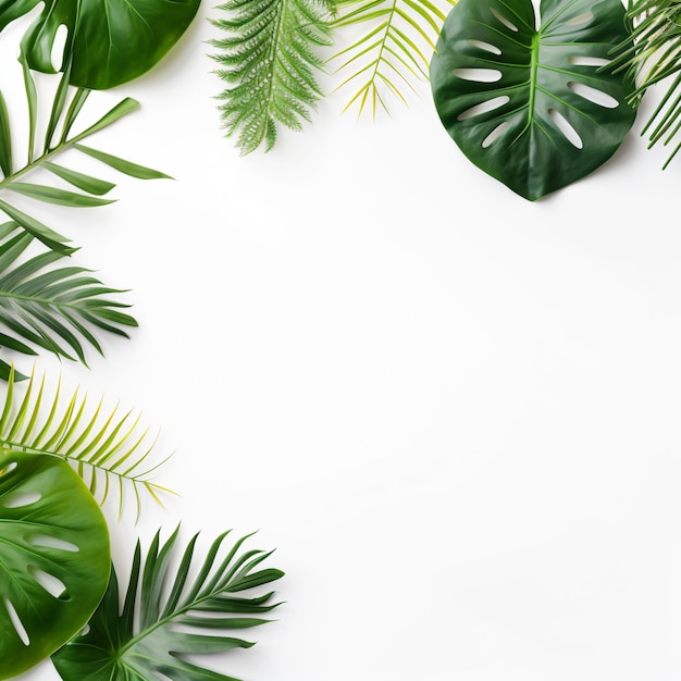 Photo feuilles vertes isolées de palmiers tropicaux monstera feuilles ai généré